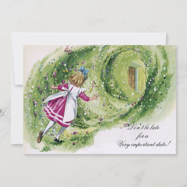 Alice i underlandet Birthday, kom inte sent Inbjudningar (Framsida)