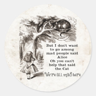 Alice i underlandet, Cheshire Cat med Alice Runt Klistermärke