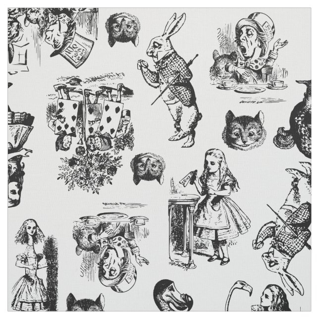 alice i underlandet fantasi illustration vintage tyg (Provkarta)