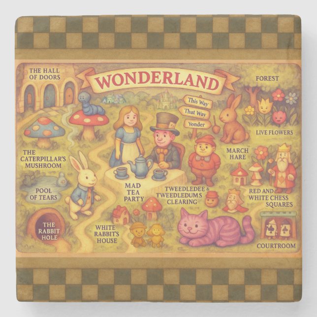 Alice i Underlandet - fantasifull karta Stenunderlägg (Framsidan)