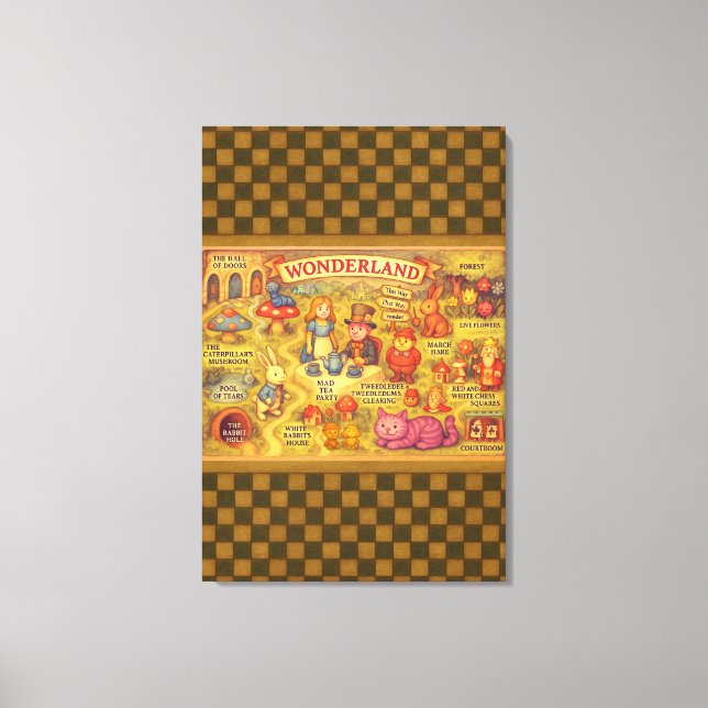 Alice i Underlandet - fantasikarta Canvastryck (Framsida)