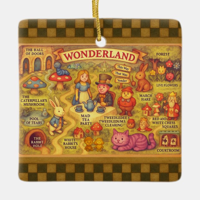 Alice i Underlandet fantasikarta Julgransprydnad Keramik (Framsida)