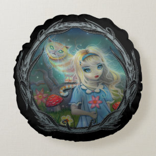 Alice i Underlandet Fantasykonst av Molly Harrison Rund Kudde