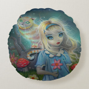 Alice i Underlandet Fantasykonst av Molly Harrison Rund Kudde