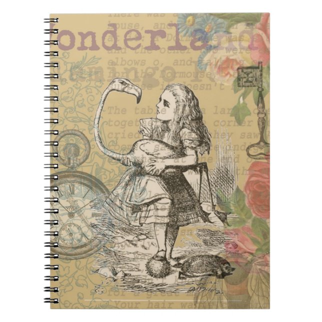 Alice i Underlandet Flamingo Klassiker Anteckningsbok Med Spiral (Framsidan)