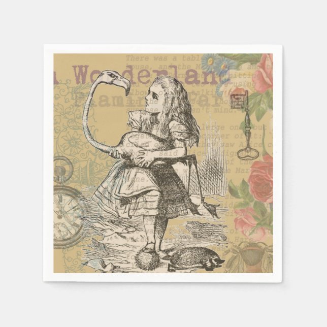 Alice i Underlandet Flamingo Klassiker Pappersservett (Framsidan)