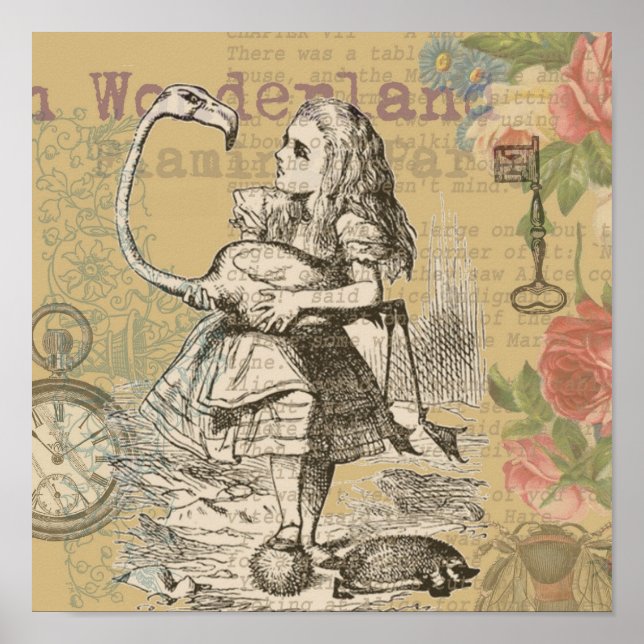 Alice i Underlandet Flamingo Klassiker Poster (Framsidan)