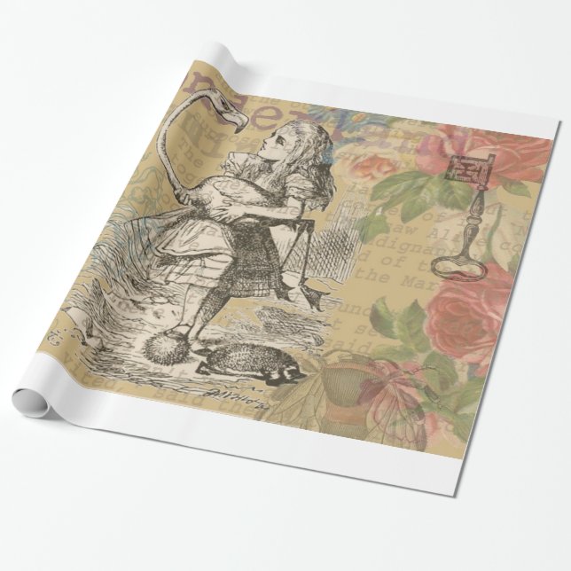 Alice i Underlandet Flamingo Klassiker Presentpapper (Utrullad)