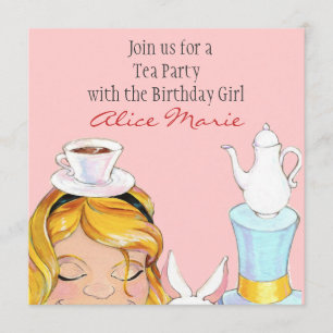 Alice i underlandet, födelsedagen i Tea Party Inbj Inbjudningar