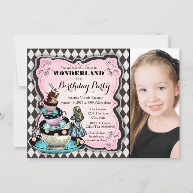 Alice i Underlandet Födelsedagsfest Inbjudningar (Framsida)