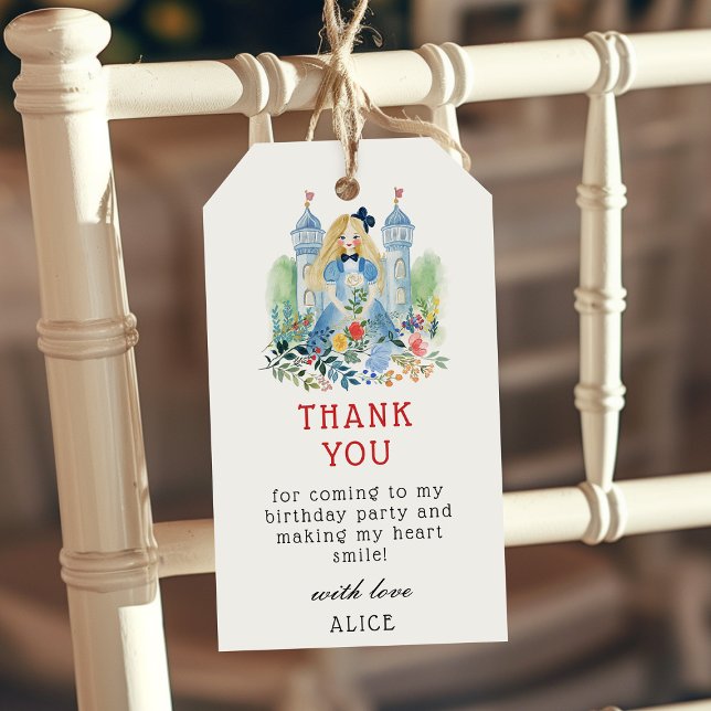 Alice i Underlandet Födelsedagsfirande Tack Gåva Presentetikett (Skapare uppladdad)