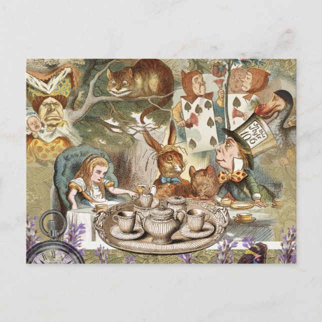 Alice i Underlandet Galet Tea Party Vykort (Framsida)