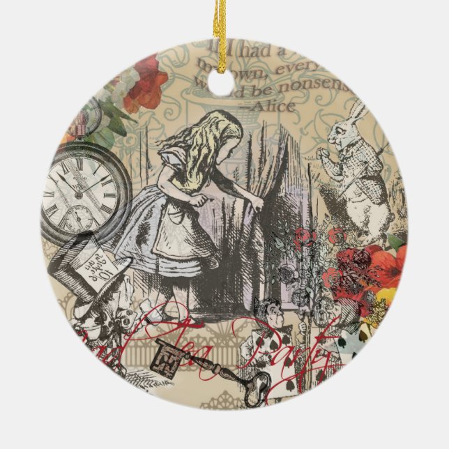Alice i Underlandet Gardin Klassisk Konst Julgransprydnad Keramik (Baksidan)