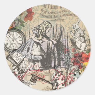 Alice i Underlandet Gardin Klassisk Konst Runt Klistermärke