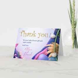 Alice i Underlandet, guld glitter, babydusch Tack Kort