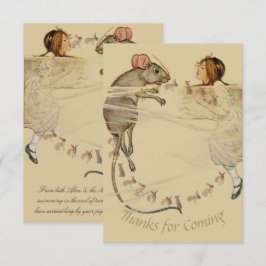 Alice i Underlandet Kanin Mus Tack Kort