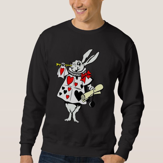 Alice I Underlandet Kanin Påsk  Haren Spelar M Lång Ärmad Tröja (Framsida)