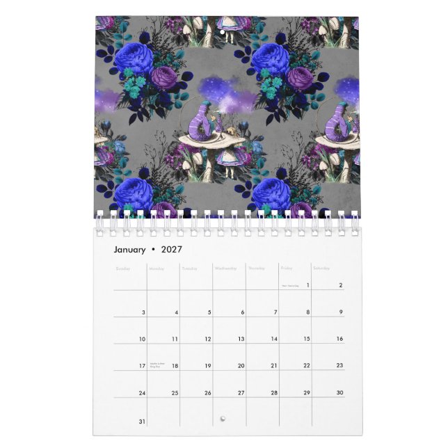 Alice i Underlandet Larv Rökande Blommor Kalender (Jan 2027)