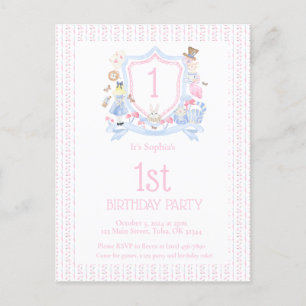 Alice i Underlandet Monogram Topp Party Vykort