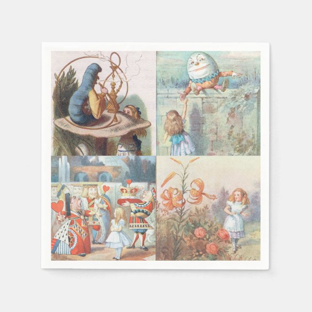 Alice i underlandet och genom det Tittar glaset Pappersservett (Framsidan)