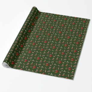Alice i underlandet på jul på grönt/svart presentpapper