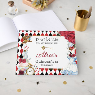 Alice i Underlandet Quinceanera Födelsedags Bröllo Gästböcker