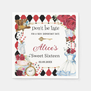 Alice i Underlandet Röd Blommig Födelsedags Tea Pa Pappersservett