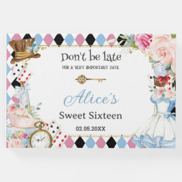 Alice i Underlandet Söt 16 Födelsedags Quinceanera Gästböcker