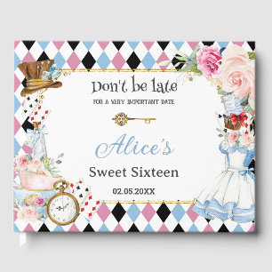 Alice i Underlandet Söt 16 Födelsedags Quinceanera Gästböcker