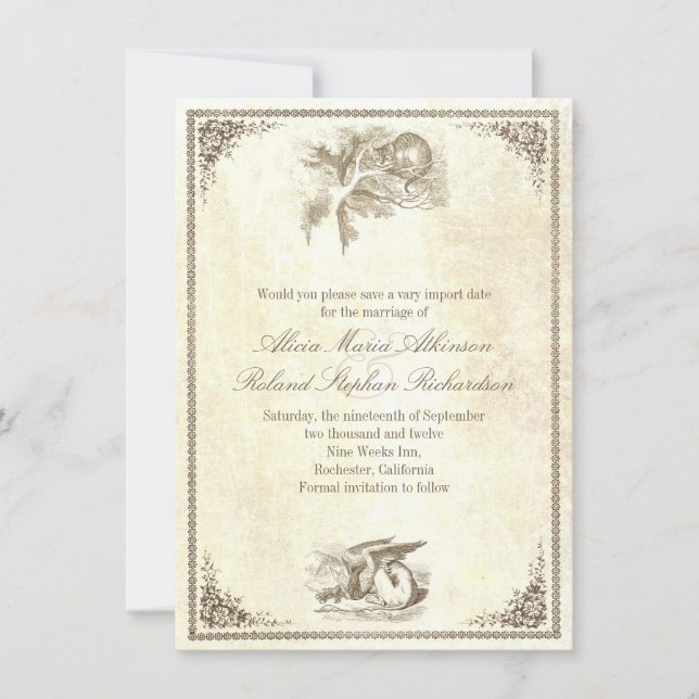 Alice i underlandet sparar datumkort spara datumet (Framsida)