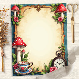 Alice i Underlandet Svamp Teacup Scrapbookpapper