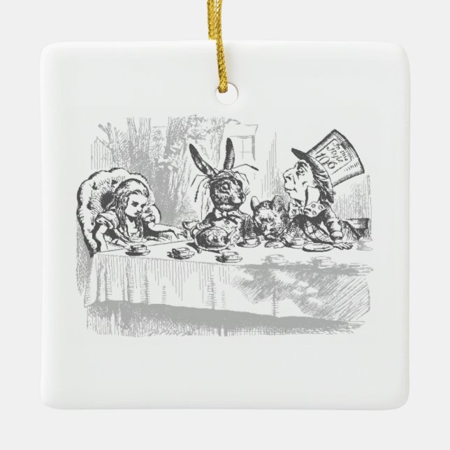 Alice i underlandet Tea Party Julgransprydnad Keramik (Framsida)