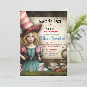Alice i Underlandet Tea Party Söt 16 Inbjudan