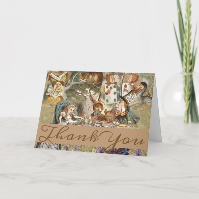 Alice i Underlandet Teapartygäster Tack Kort (Framsida)