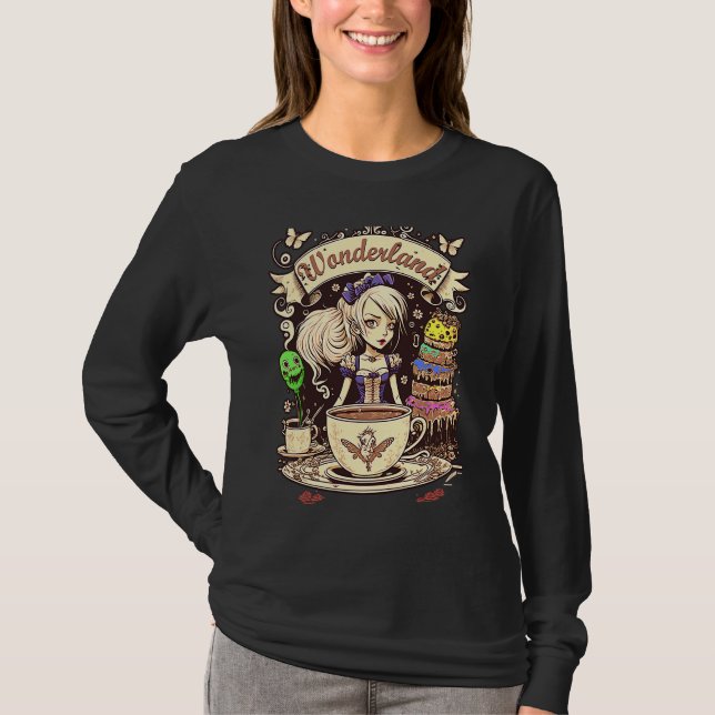 Alice i Underlandet Tekaffe T Shirt (Framsida)