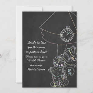 Alice i Underlandet Tekann Chalkboard Whimsy Inbjudningar
