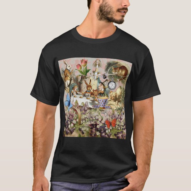 Alice i Underlandet tesällskapskaraktärer T Shirt (Framsida)