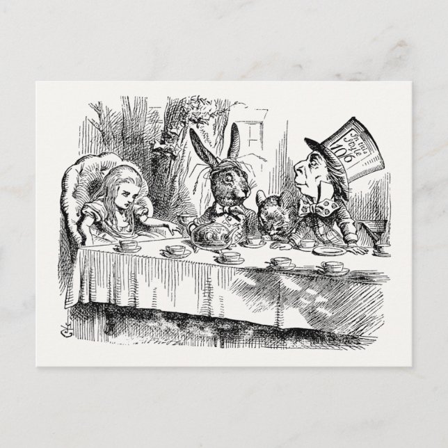 Alice i underlandet - The Mad Hatter's Tea Party Vykort (Framsida)