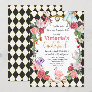 Alice i Underlandet Vintage Födelsedagsinbjudan Inbjudningar