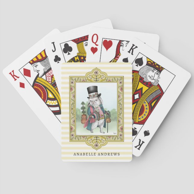 Alice i Underlandet Vit Kanin som bär kläder Casinokort (Baksidan)