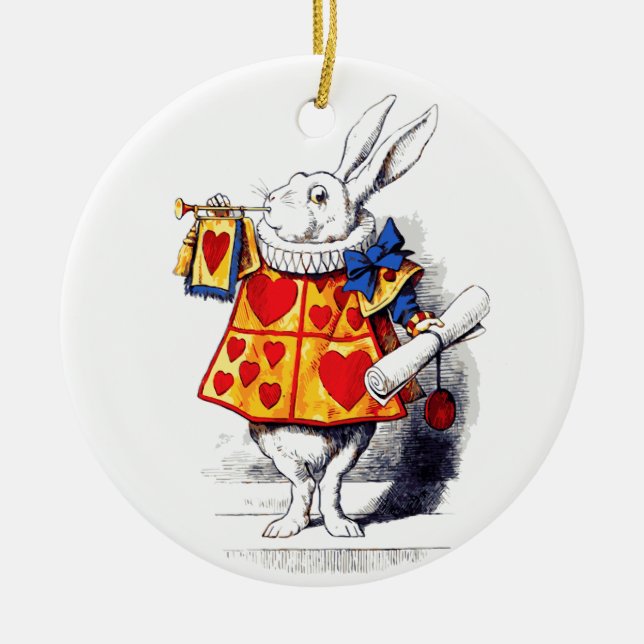 Alice i underlandet Vita kaninen av Tenniel Julgransprydnad Keramik (Framsidan)