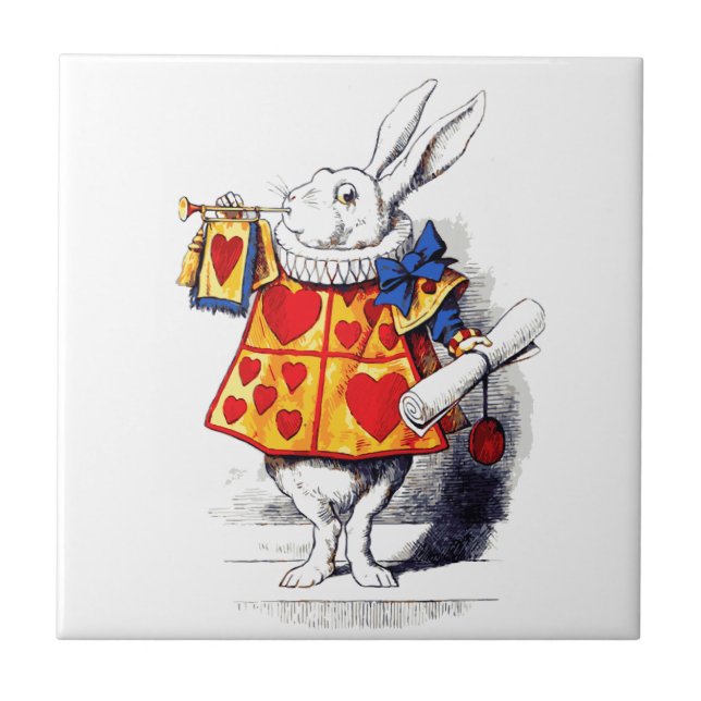 Alice i underlandet Vita kaninen av Tenniel Kakelplatta (Framsidan)