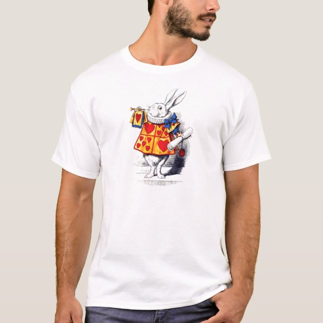 Alice i underlandet Vita kaninen av Tenniel T Shirt (Framsida)