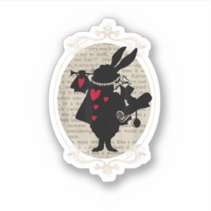 Alice I Underlandet Vita Kaninen Vintage Bok Klistermärken