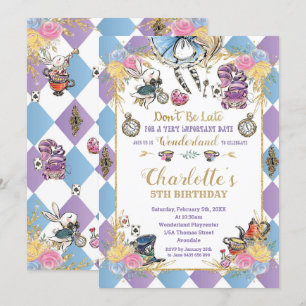 Alice i underlandet Whimsical Birthday Tea Party Inbjudningar