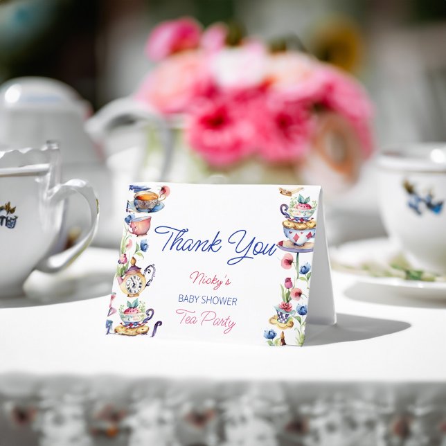 Alice i underlandets babydusch tack för ditt kort (Alice in wonderland baby shower thank you card elegant baby shower tea party thank you card)