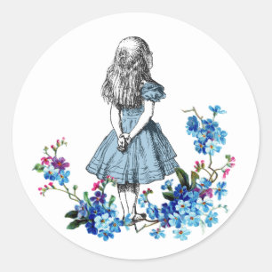 Alice i underlandets Blommigt Sticker Runt Klistermärke