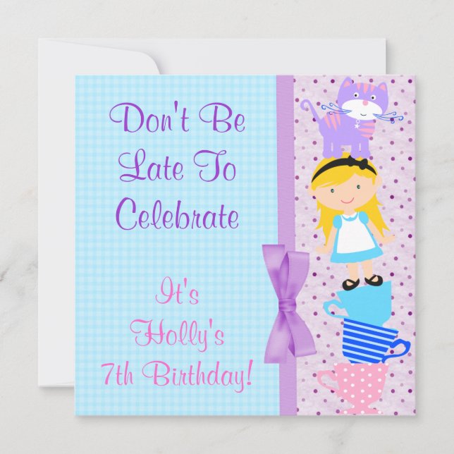 Alice i underlandets födelsedagsfirande inbjudningar (Framsida)