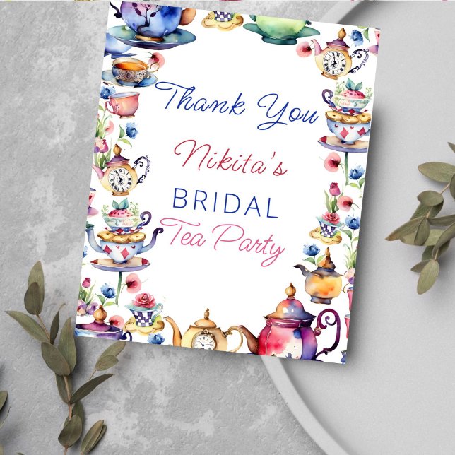 Alice i underlandets möhippa tack för ditt kort (Bridal shower tea party thank you card Alice in wonderland themed bridal shower thank you card)