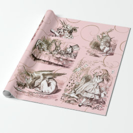 Alice i underlandets Vintage Rosa Presentpapper